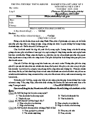 Đề kiểm tra Giữa học kỳ I môn Tiếng Việt Lớp 5 - Năm học 2019-2020 - Trường Tiểu học Trùng Khánh (Có đáp án)